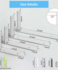 Heavy Duty Floating Shelf Brackets 10 Inch L Shape Metal Wall Mount Supports Smooth Matte White 160 Pound Capacity 6 Pack size guide