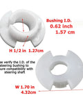 2 Pack Steering Bushing Replacement For Lawn Tractor Fits 3/4 Inch And 5/8 Inch Steering Shafts Black For Large Shaft White For Small Shaft Heavy Duty Mower Steering Bushings Set, white bushing 0.62 inch ID