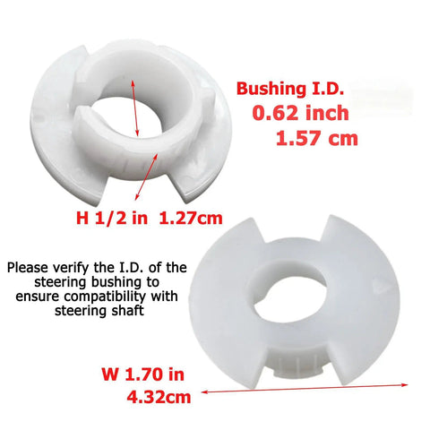 2 Pack Steering Bushing Replacement For Lawn Tractor Fits 3/4 Inch And 5/8 Inch Steering Shafts Black For Large Shaft White For Small Shaft Heavy Duty Mower Steering Bushings Set, white bushing 0.62 inch ID