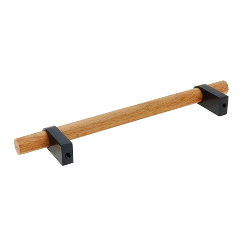 Black Wooden Drawer Pulls With Aluminum Base 7.09 Inch Length 5.04 Inch Hole Distance Two Pack Two Hole Cabinet Handles