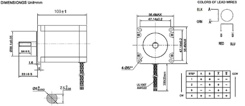NEMA 23 stepper motor, 100 mm length, 8 mm shaft, 4.2 A, 3.0 Nm torque for CNC mills/lathe/router