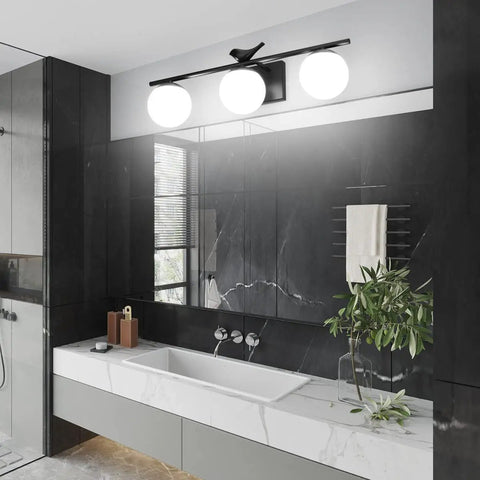 Three Light Modern Black Bathroom Vanity Light Fixture Wall Mounted Dimmable G9 Socket Matte Black Finish Easy Install UL Listed Quality for Powder Room Bath and Hallway