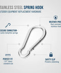 Stainless Steel Spring Snap Hook Heavy Duty Replacement Clip For Outdoor Gear And Hardware Corrosion Resistant 1.57 X 0.59 X 0.31 Inches Pack Of 1, silver hook