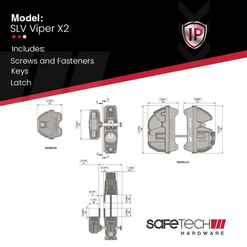 Technical diagram of Two Way Gravity Gate Latch With Dual Side Entry And Keyed Locks On Both Sides For Vinyl Wood And Aluminum Gates