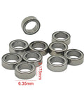 10 Piece Metal RC Car Bearing Kit With Sealed Ball Bearings For Trucks, showing bearings and dimensions, easy replacement for 1/14 and 1/16 trucks.