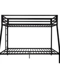 Rock Solid Twin Over Full Bunk Bed With Heavy Duty Steel Frame, adjustable ladder, sleek black finish angle view