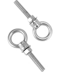 Threaded Eyebolts 10 Pack 3/8 X 2 Inches, 304 Stainless Steel Marine Grade Shoulder Eye Bolts, Rust Resistant with nuts visible