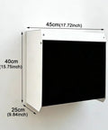 Tough As Nails EV Charger Cover displaying dimensions of 45cm x 40cm x 25cm, featuring galvanized steel and black acrylic.