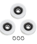 3 Pack 36 Tooth E Bike Hub Motor Clutch Gear Kit Replacement Accessory for Ebike, displayed with nylon gears and clips