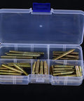 Pro Grade 80 Pcs Dowel Screws Set M5 Double Ended Hanger Bolts Zinc Plated Iron in case, for furniture assembly, multi-size kit