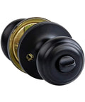 Exterior Door Knob With Lock Matte Black, Classic Vibe, Easy Install, Brass Body With Steel Core, Adjustable Latch 2-3/8 to 2-3/4 Inches