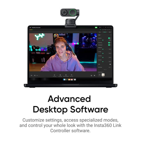 Next Level PTZ 4K Webcam For PC And Mac Serving Smooth As Butter 4K Footage With Killer AI Auto Tracking and crisp HDR clarity mounted on a laptop.