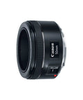 50mm F1.8 STM Prime Lens For Canon EOS DSLRs, lightweight black build, side view showing focus switch and lens mount