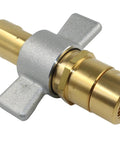 3/4 in NPT wet-line hydraulic quick-disconnect coupler, brass body with silver wing-nut for live-bed trailer hydraulics
