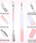 4 In 1 Cuticle Tool Set With Nipper Pusher Cutter And File In Pink Leather Case For Pro Grade Nail Care Tools display