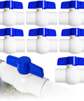 8-Pack Three Quarter Inch PVC Ball Valve With Slip Connection And Easy Turn Blue T Handle For Water Projects And Outdoor Irrigation