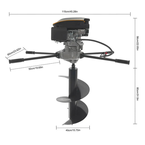 173cc 4 Stroke Gas Powered Earth Auger Post Hole Digger Heavy Duty 9HP Gasoline Ground Drill with Drill Bit details