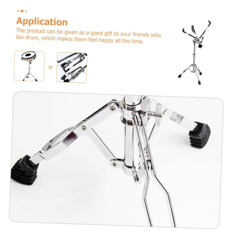 Rock Solid Heavy Duty Snare Drum Stand Adjustable Portable Alloy Rack With Quick Release Storage Shelf For Gig Ready Bands Weekend Sessions And Tour Grade Stages, close-up of adjustable clamps and tripod legs.