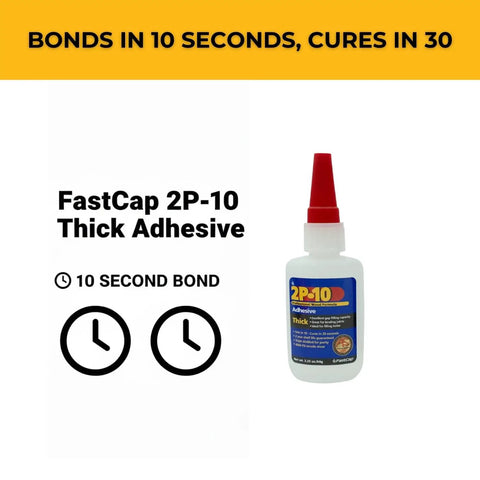 FastCap 2P-10 Thick Adhesive Bottle, 2 Oz, with red cap, Thick Wood Glue 2 Oz Professional Grade Adhesive For Cracks And Joints Fills Cracks Dries Crystal Clear Sandable Finish Ultra Strong Bond For Indoor Woodworking Or Furniture Repairs Easy To Apply
