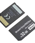 32GB Pro Duo Memory Stick Mark 2 For PSP 1000 2000 3000 And Digital Cameras, high-speed storage card with gold connectors.