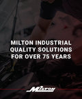 Person working on car engine, highlighting Milton Industrial quality solutions with text overlay