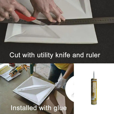 Cutting and installing 3D Leather Tile Wall Panels Black Diamond Pattern Dope Modern Decorative Soundproof Wall Art Easy Cut DIY