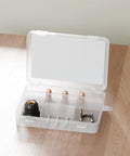 Open box showing S45 Plasma Cutter Accessory Kit 9 Piece Plasma Cutting Torch Consumables Set Pro Grade for low-frequency torches.