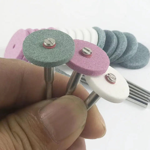 Close-up of assorted colored grinding stones from the 45 Piece Assorted Shape Grinding Stones Set With One Eighth Inch Shank For Rotary Tools.