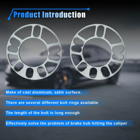 Boost Your Build With These Tough 8mm Universal Wheel Spacers Pair Crafted From Heat Treated Aluminum Alloy For Easy Slip On Fitment Across 4 Lug And 5 Lug Rims Covering Pcd 100 Through 120 Mm Patterns Like 4X100 4X1143 5X105 5X108 5X112, two aluminum wheel spacers with satin surface.