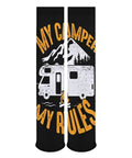 My Camper My Rules RV Camping Novelty Mid Calf Socks Pack Of 5 For Fatigue Relief And Leg Circulation