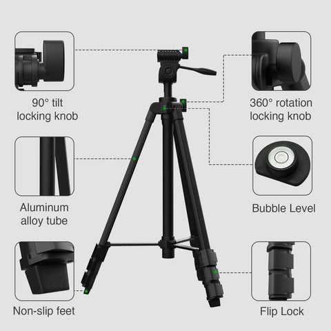 Lightweight Aluminum Laser Level Tripod With Bubble Level And Quick Release Plate One Quarter Inch Twenty Screw Mount Adjustable