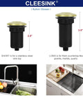 Brushed Gold Garbage Disposal Switch Kit with two sizes for sink installation; shown with countertop and sink examples.