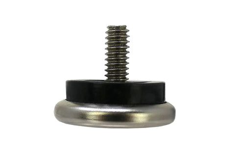 Beat The Wobble Instantly 1 1/4 Inch Round Floor Protectors with screw threads for stabilizing furniture.