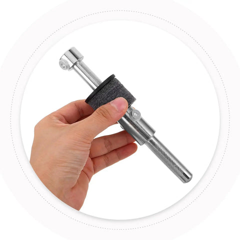 Ciieeo Straight Cymbal Stacker Mount Clamp For Drum Set With Threaded Adjustable Extension Arm in hand, steel construction.