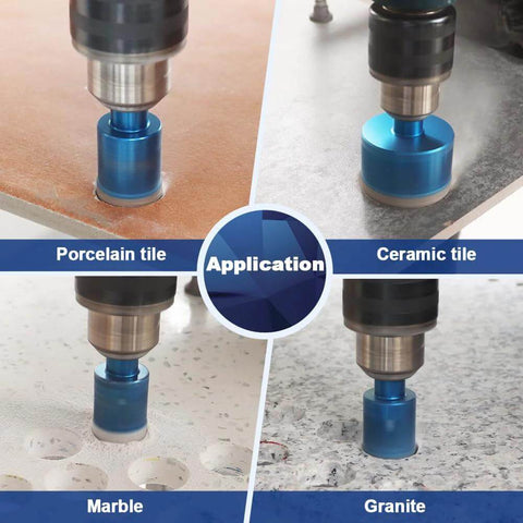 Blue dry diamond core drill bit set, 2pcs, 1 inch, triangle shank, for porcelain, ceramic, marble, granite.