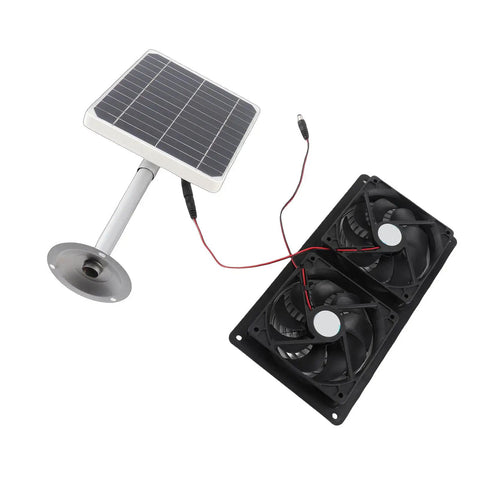 20W Solar Powered Exhaust Fan Kit With Easy Install Bracket For Chicken Coops, Greenhouses, Sheds And Pet Houses, Dual Fan System For Fast Hot Air And Odor Removal Using Direct Sunlight