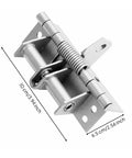 Automatic Concealed Self Closing Door Hinge With Heavy Duty Spring For Solid Wood Entryways, 10cm wide, silver painted steel.