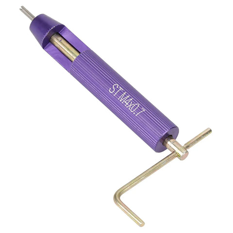 Heavy Duty Helical Wire Inserts For Aluminum Thread Repair M4 x 2D installation tool with purple handle and hex key.