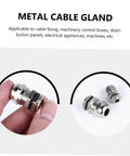 Close-up of 5 Piece Metal Cable Connector Kit with Waterproof Glands and Fasteners for Machinery Electrical Control Boxes