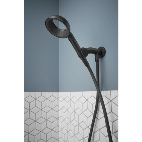 Statement VES Handshower Holder With Supply, Magnetic Dock in modern bathroom setup.
