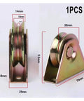Heavy Duty V Groove Track Wheel Built Different For Rock Solid Performance Slick Rolling Steel Sliding Gate Caster side view with dimensions.