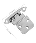 Cabilock inset cabinet hinge, angled view, silver metal with mounting plate and soft-close mechanism