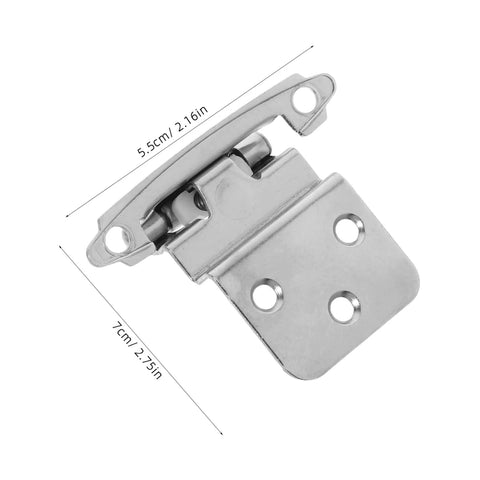 Cabilock inset cabinet hinge, angled view, silver metal with mounting plate and soft-close mechanism