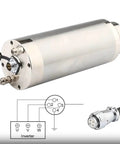 Close-up of 3.2 kW Water Cooled Spindle Motor With ER25 Chuck And 4 Hole Aerial Plug, 105 mm Diameter, for CNC Milling Engraving And Grinding
