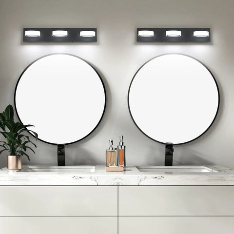 Matte Black Vanity Lights Over Mirror Three Light Modern Bathroom Fixture With Rotatable Oval Lampshades Adjustable 270 Degree Head Swivel