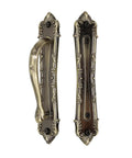 Heavy Duty Sliding Barn Door Pull Handle Bronze Set With Large Rustic Two Sided Design in antique tone, side view