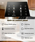 Control panel of the Zero Fuss Automatic Espresso Machine With Built In Grinder, 19 Bar Coffee Maker showing various brewing options.