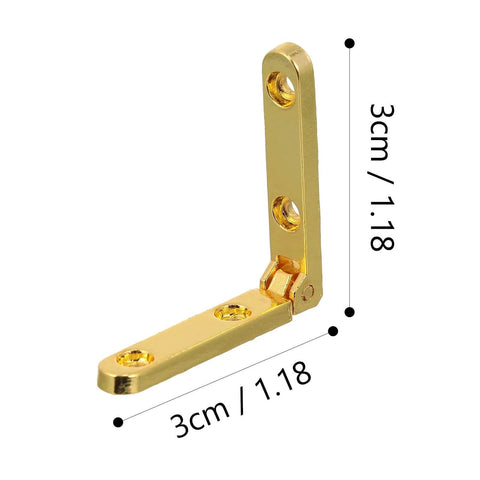 Gold zinc alloy 90 degree hinge, 3cm, for jewelry boxes and miniature furniture, soft close cabinet hinge