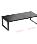 Metal Stackable Expandable Storage Shelf For Kitchen Cabinet Bathroom Office Garage Space Saving Multi Functional Home Organizer Freely Adjustable Durable Metal Rack Black Large 1 Pack shown from the side, displaying adjustable and stackable features.