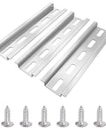 Aluminum DIN Rails 3-Piece Set, 4 Inches Long, 35mm Wide, 7.5mm High RoHS Certified for Hardware Component Mounting, screws included.